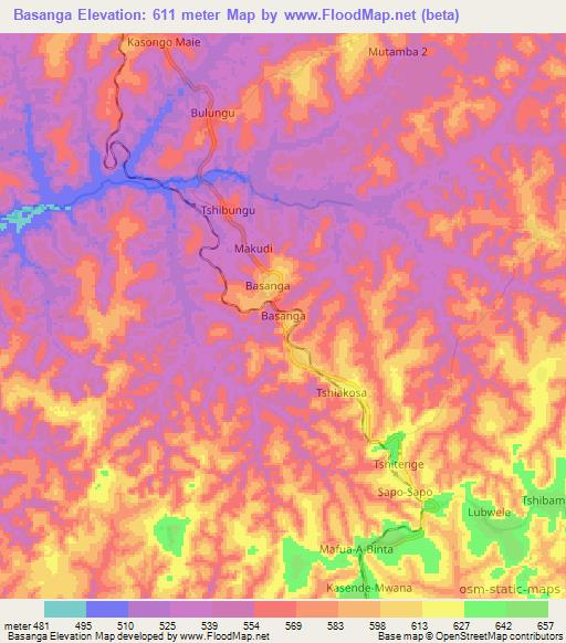 Basanga,Congo (Kinshasa) Elevation Map