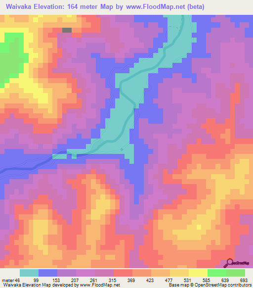 Waivaka,Fiji Elevation Map