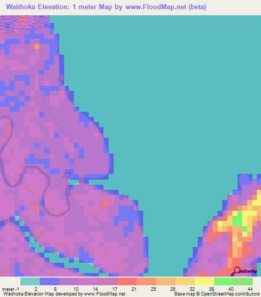 Waithoka,Fiji Elevation Map