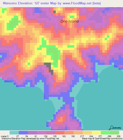 Waisomo,Fiji Elevation Map
