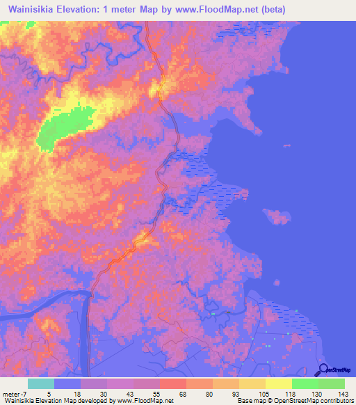 Wainisikia,Fiji Elevation Map
