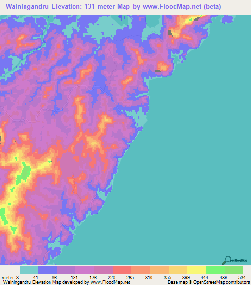 Wainingandru,Fiji Elevation Map