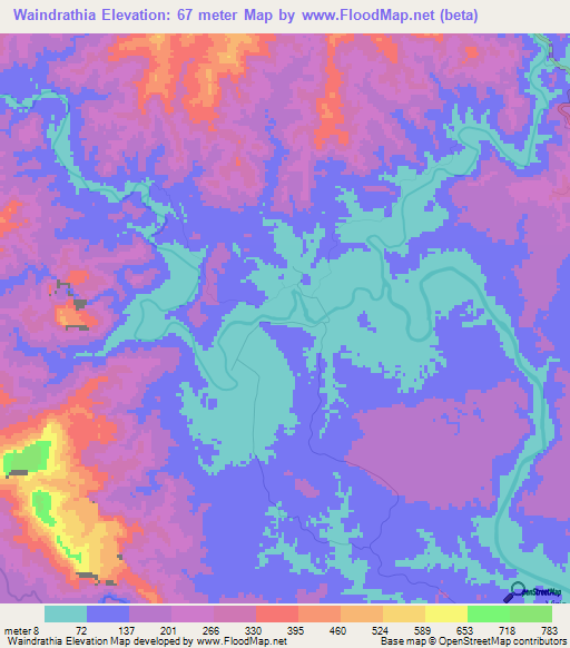 Waindrathia,Fiji Elevation Map