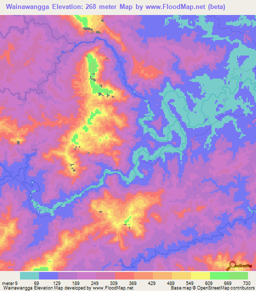Wainawangga,Fiji Elevation Map