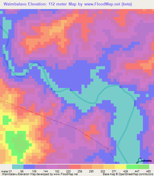 Waimbalavu,Fiji Elevation Map