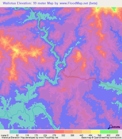 Wailotua,Fiji Elevation Map