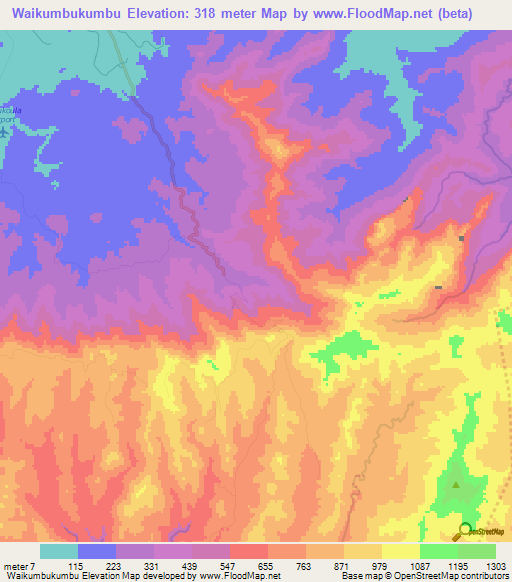 Waikumbukumbu,Fiji Elevation Map