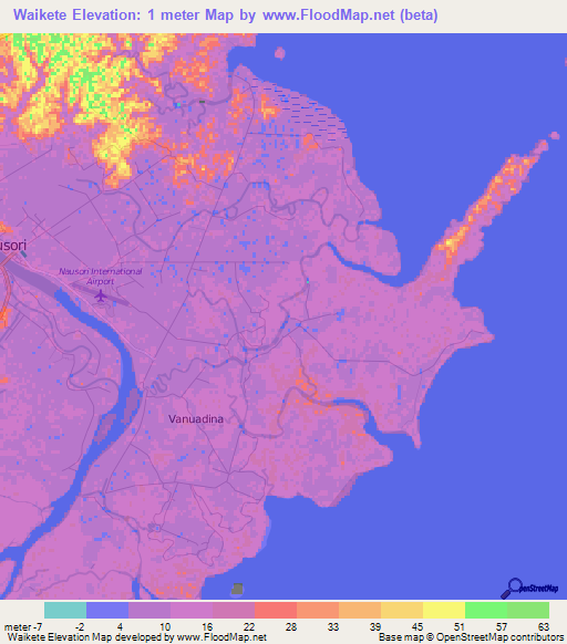 Waikete,Fiji Elevation Map