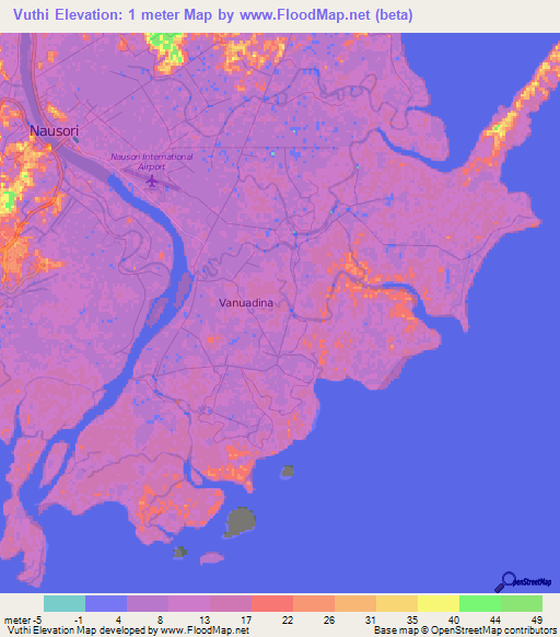 Vuthi,Fiji Elevation Map
