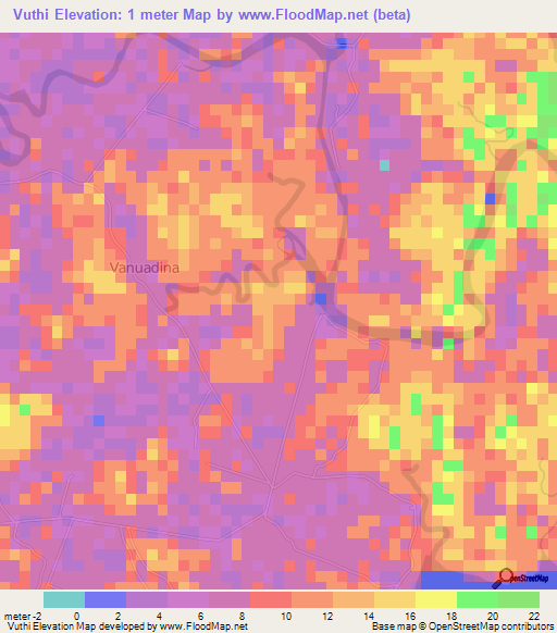 Vuthi,Fiji Elevation Map