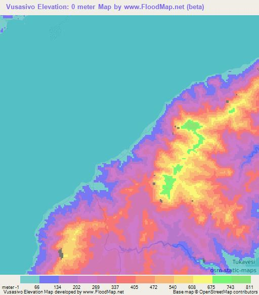 Vusasivo,Fiji Elevation Map