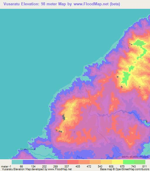 Vusaratu,Fiji Elevation Map