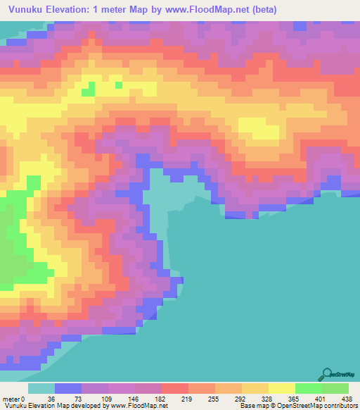 Vunuku,Fiji Elevation Map
