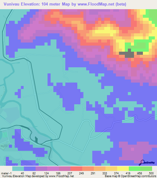 Vunivau,Fiji Elevation Map
