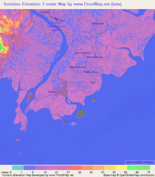Vunisinu,Fiji Elevation Map