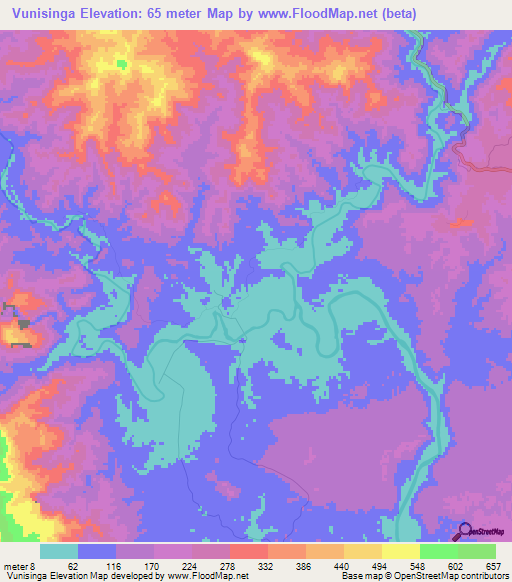 Vunisinga,Fiji Elevation Map
