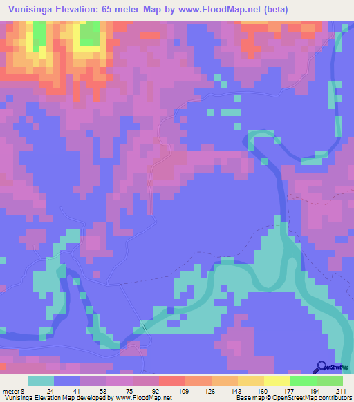 Vunisinga,Fiji Elevation Map