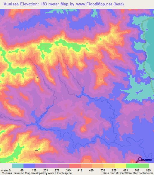 Vunisea,Fiji Elevation Map