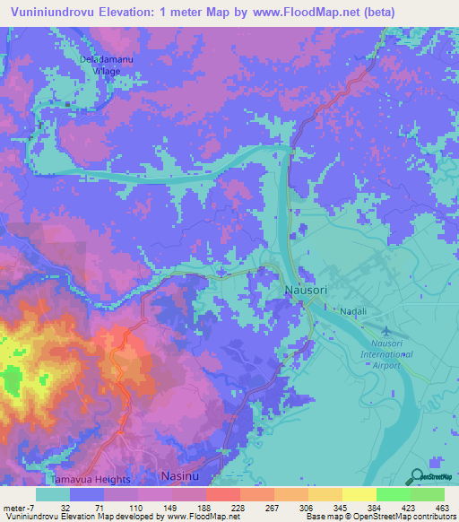 Vuniniundrovu,Fiji Elevation Map