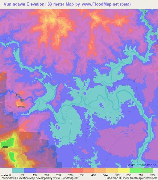 Vunindawa,Fiji Elevation Map