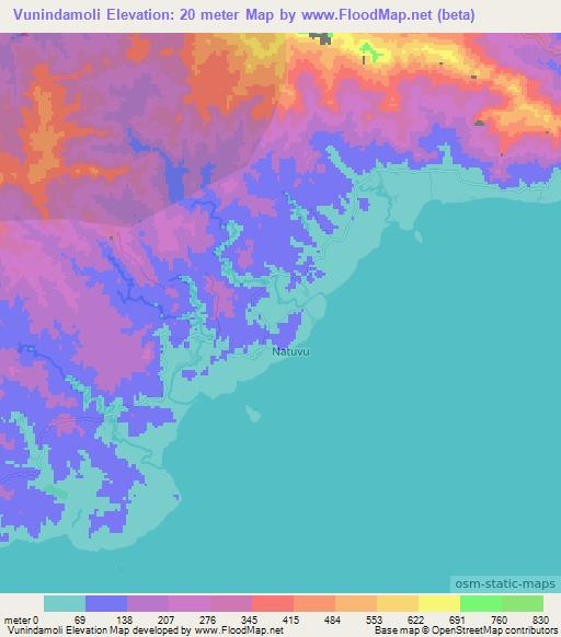 Vunindamoli,Fiji Elevation Map