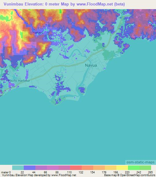 Vunimbau,Fiji Elevation Map