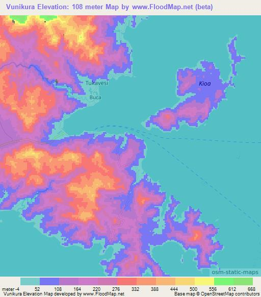 Vunikura,Fiji Elevation Map