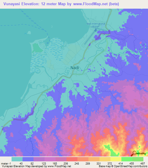 Vunayasi,Fiji Elevation Map
