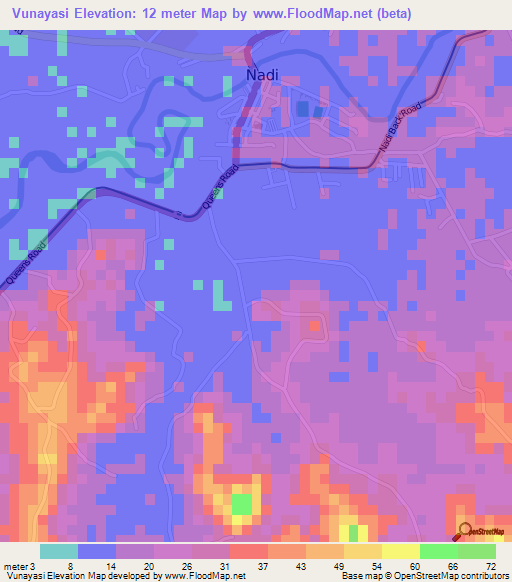 Vunayasi,Fiji Elevation Map