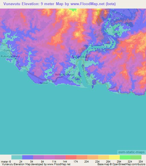 Vunavutu,Fiji Elevation Map