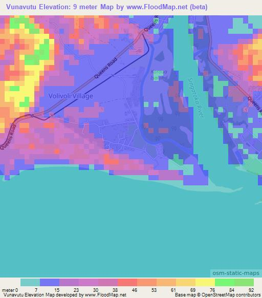 Vunavutu,Fiji Elevation Map