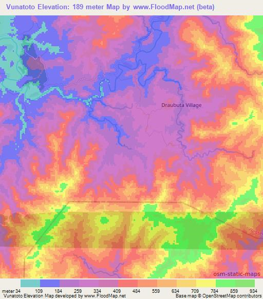 Vunatoto,Fiji Elevation Map