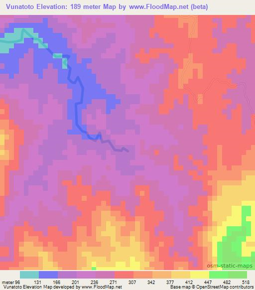 Vunatoto,Fiji Elevation Map
