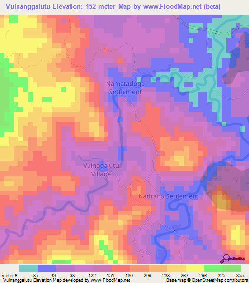 Vuinanggalutu,Fiji Elevation Map