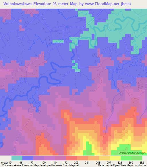 Vuinakawakawa,Fiji Elevation Map