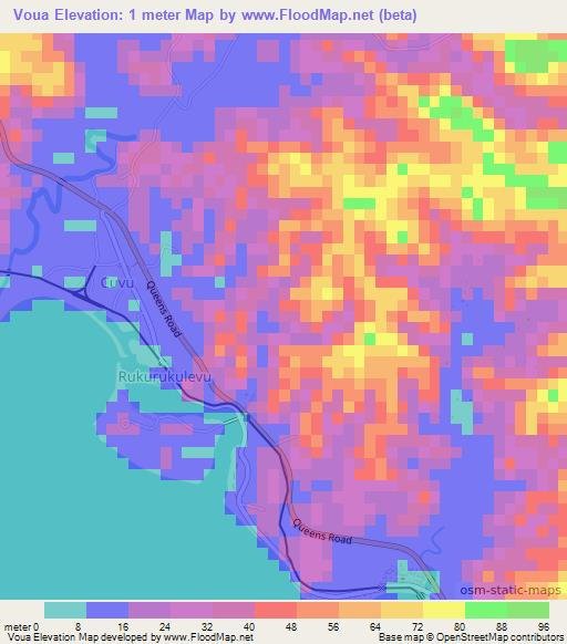 Voua,Fiji Elevation Map