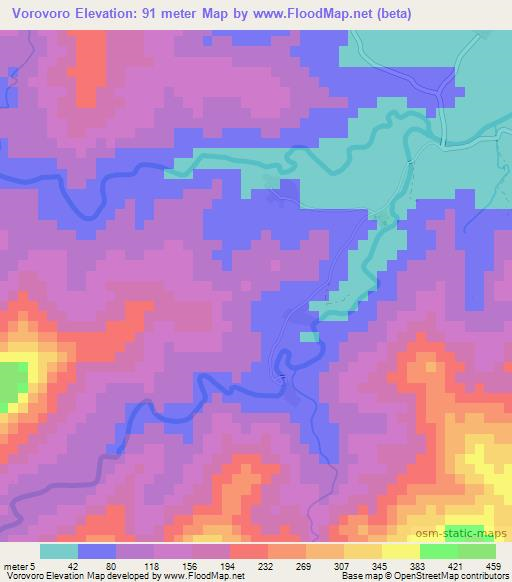 Vorovoro,Fiji Elevation Map