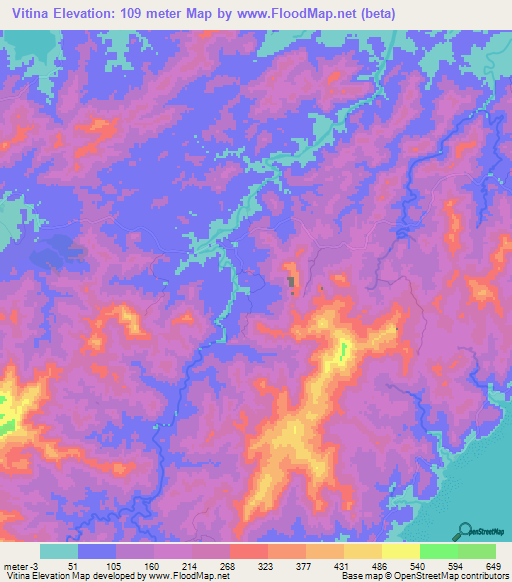 Vitina,Fiji Elevation Map