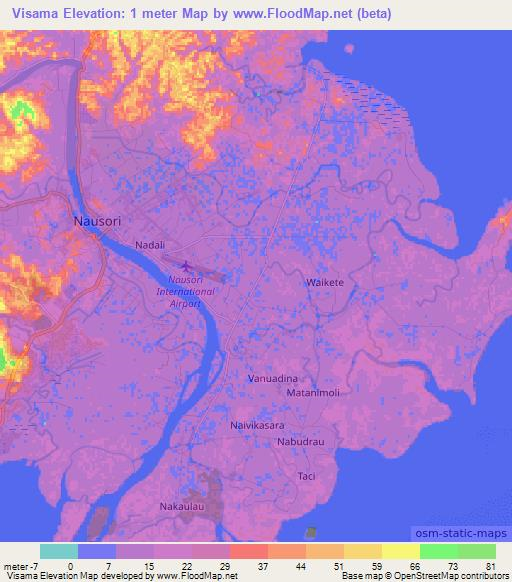 Visama,Fiji Elevation Map