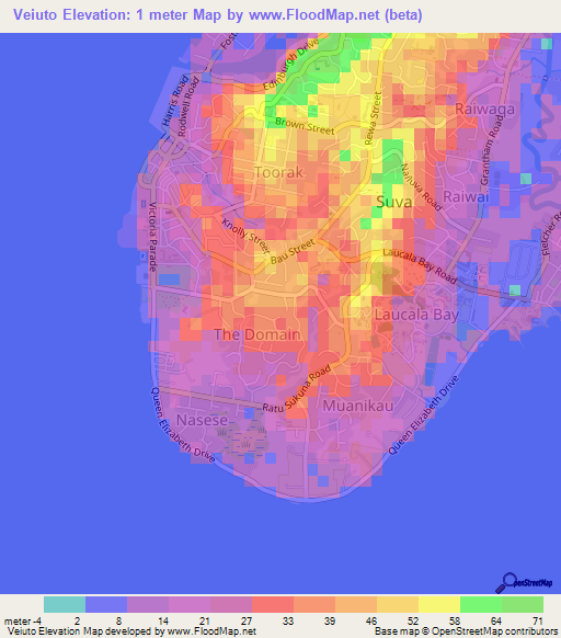 Veiuto,Fiji Elevation Map