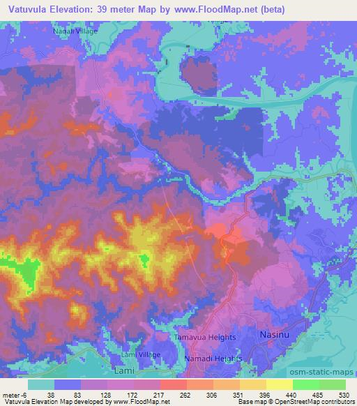 Vatuvula,Fiji Elevation Map