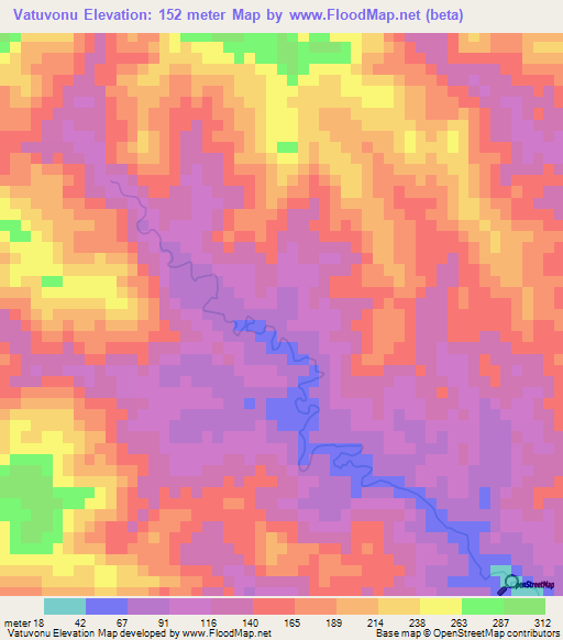 Vatuvonu,Fiji Elevation Map