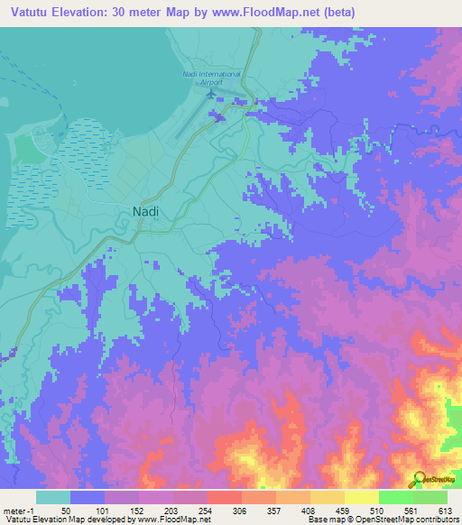 Vatutu,Fiji Elevation Map