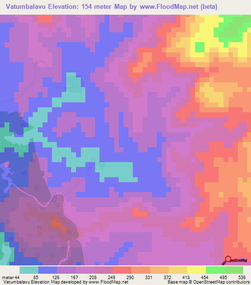 Vatumbalavu,Fiji Elevation Map