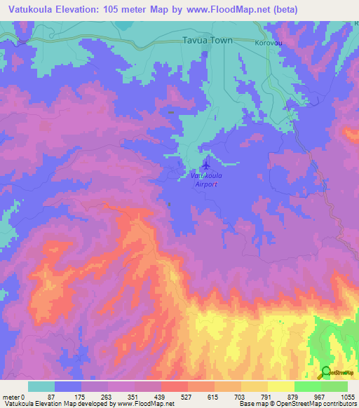 Vatukoula,Fiji Elevation Map