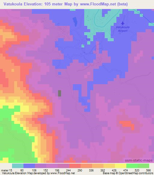 Vatukoula,Fiji Elevation Map