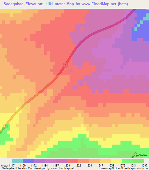 Sadeqabad,Iran Elevation Map