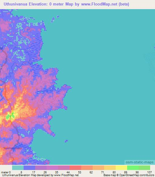 Uthunivanua,Fiji Elevation Map