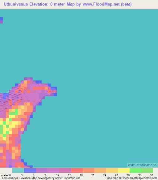 Uthunivanua,Fiji Elevation Map