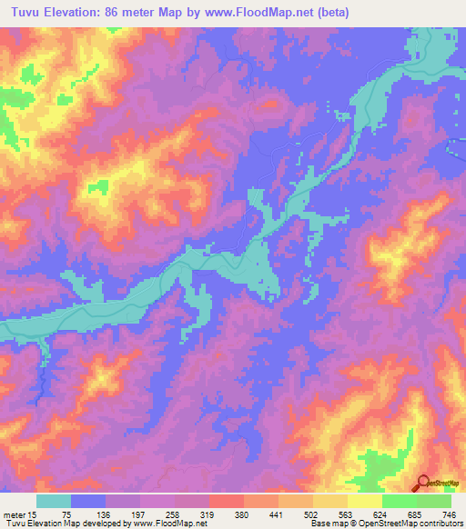 Tuvu,Fiji Elevation Map